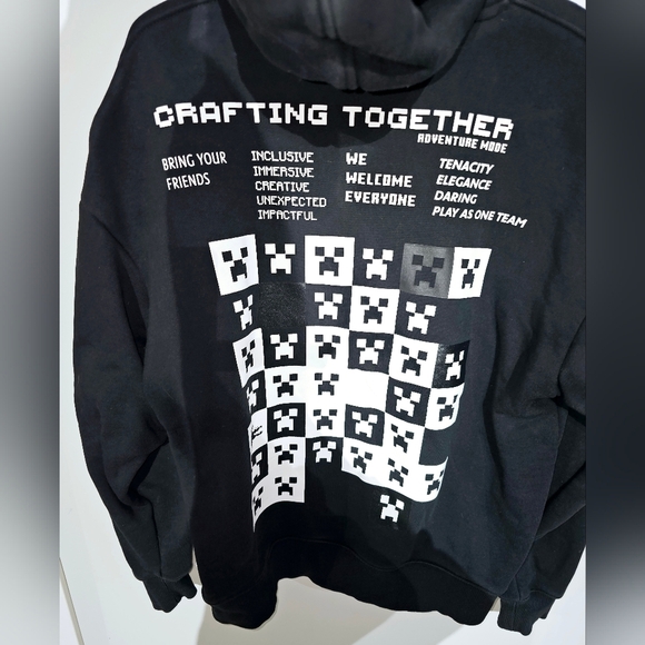 Lacoste LIVE x Minecraft Men's Black Graphic Print Loose Fit Hoodie - Size L - Picture 9 of 11
